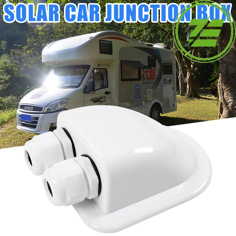 Double Wire Entry Gland Box Solar Panel Roof     Cable Motorhome White  Hole RV Yacht Car Accessories