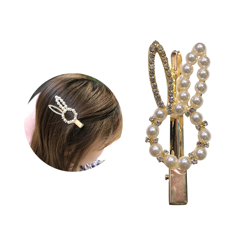 

2 pcs Pearl Rabbit Clips Bunny Shaped Hairpins Girls Accessories Barrettes For Women Kids Stylish Hair Decoration Hair Pins