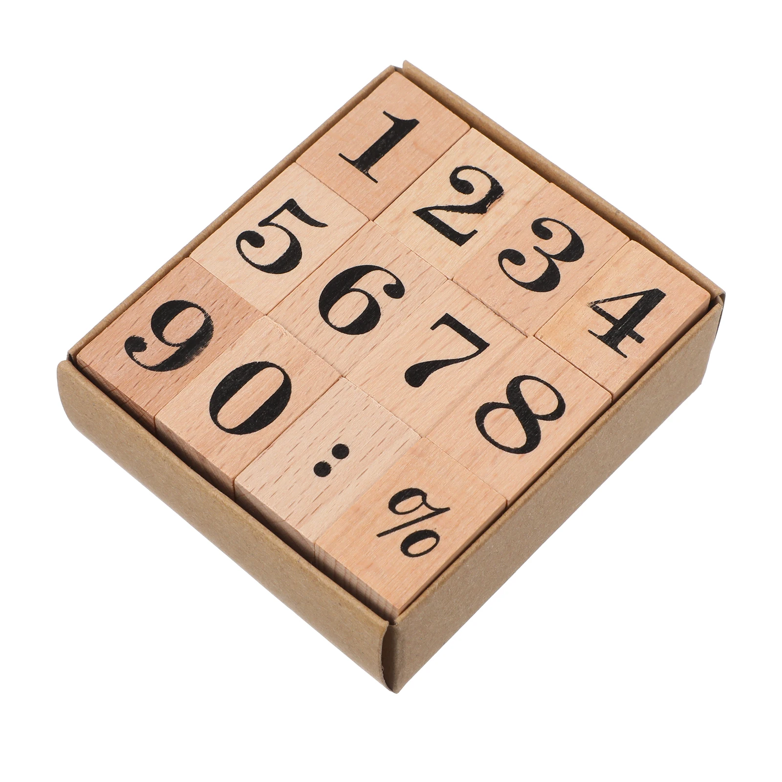 

12 Pcs Stamps Wooden Household Rubber Stamps Number Seals Rubber Storage Bottle Container Craft Tool Gift