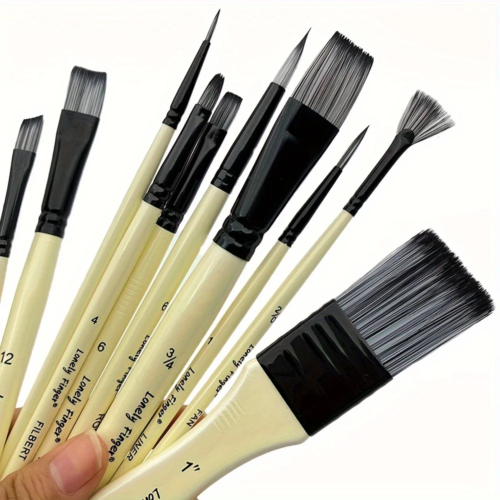 

10-Piece Professional Artist Painting Brush Set with Bag- Premium Nylon Bristles for Oil, Acrylic, Watercolor Gouache Painting
