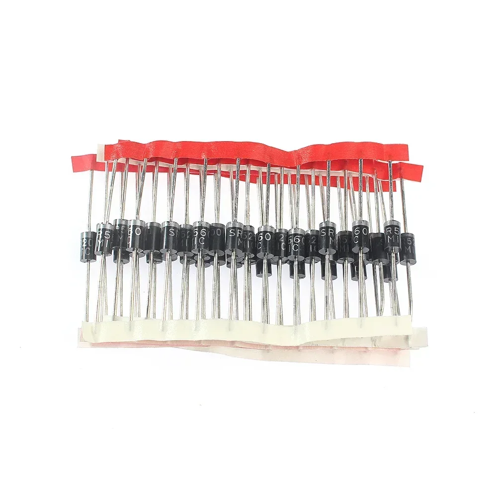 50PCS Schottky Rectifier Diode Assortment Kit 5 Value SR3100 SR3200 SR560 SR5100 SR5200 3A 5A 60V 100V 200V DO201AD Package