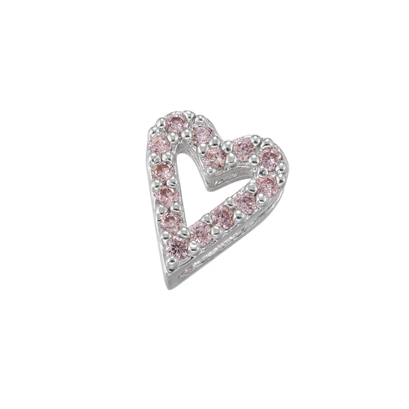 Heart Shape 8x7mm Mirco Pave DIY Bracelet Designer Bling Spacer Beads Charms for jewelry making 30pcs/bag