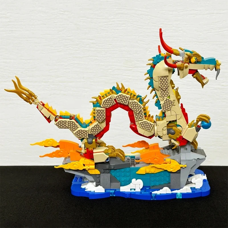 1171PCS Creative Chinese Traditional Festivals Auspicious Dragon Building Blocks Assemble Bricks Toys New Year Gift For Kids Boy