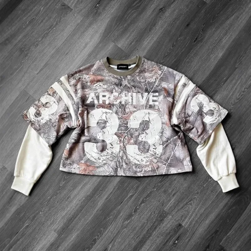 تي شيرت عصري وشعبي مكون من قطعتين مع طباعة رقمية، سويت شيرت بأكمام طويلة، تصميم نفس الجنس