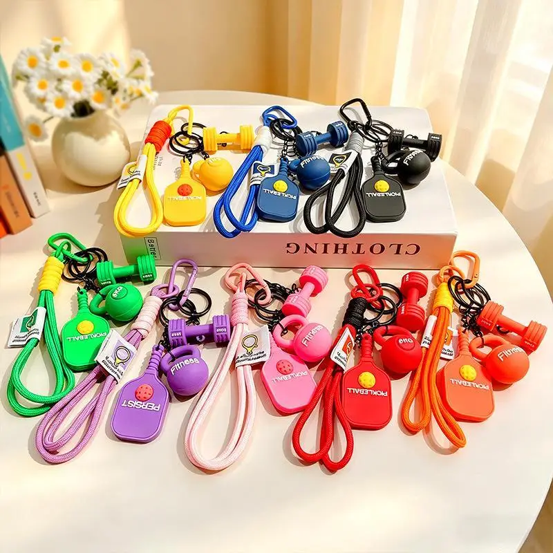 1pcs PVC Pickleball Bag Tag Keyring Portable Pickball Pendant For Party Hoilday Handbag Birthday Gift Car Keychain