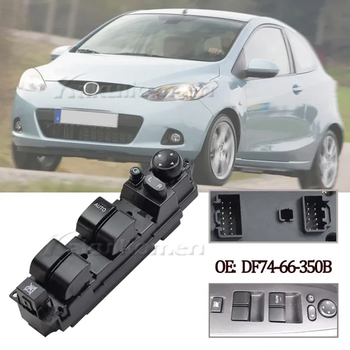 Imagen 2 del producto DF74-66-350B para Mazda 2 M2 2007-2013 puerta delantera izquierda del conductor ventana eléctrica interruptor principal botón elevador de vidrio DF74-66-350