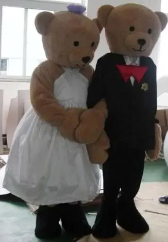 

New Adult Cute Fashion 2PC Lovers bear Mascot Costume Adult Birthday Party Fancy Dress Halloween Cosplay Outfits Clothing Xmas