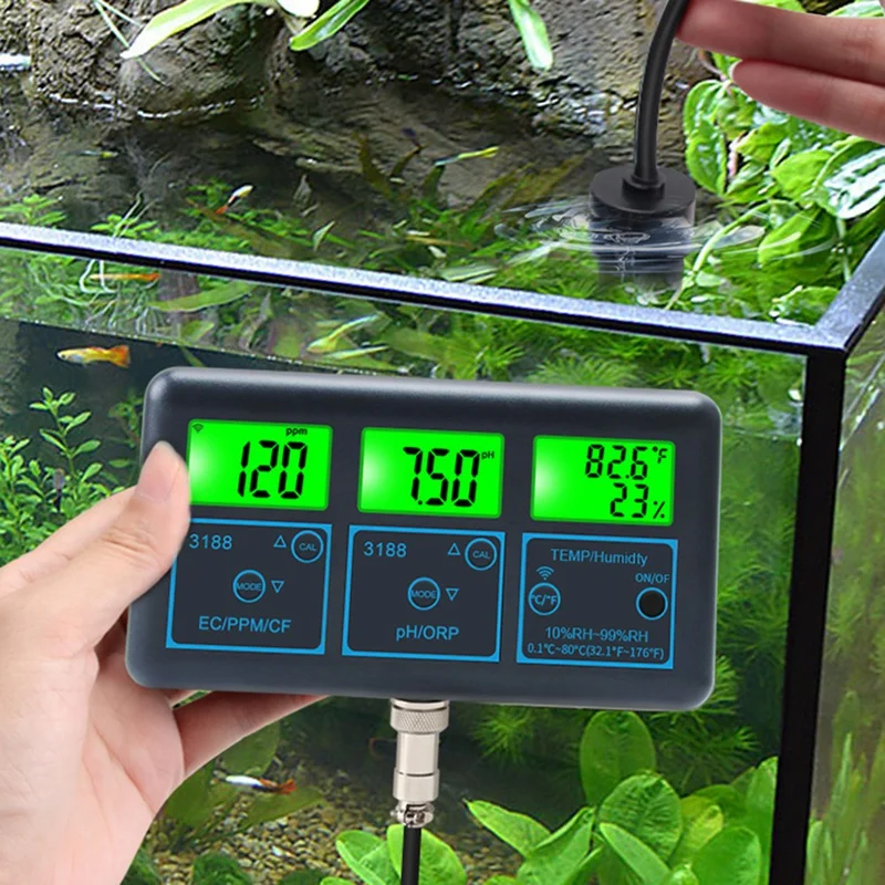 1 Set Wifi Tuya Smart Monitor Fish Tank Aquarium SPA Pool Online Water Quality Meter PH ORP EC PPM CF Humidity Tester EU Plug