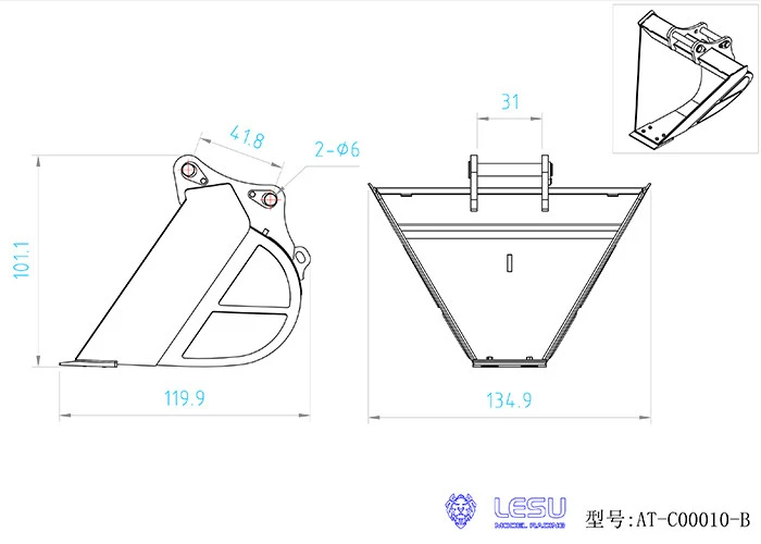 LESU Ersatz-Metall-Eimer für Ac360 1/14 RC Hydraulikbagger Ferngesteuerte Autos Spielzeug Baufahrzeuge Th17215-Smt3 – Detail 1