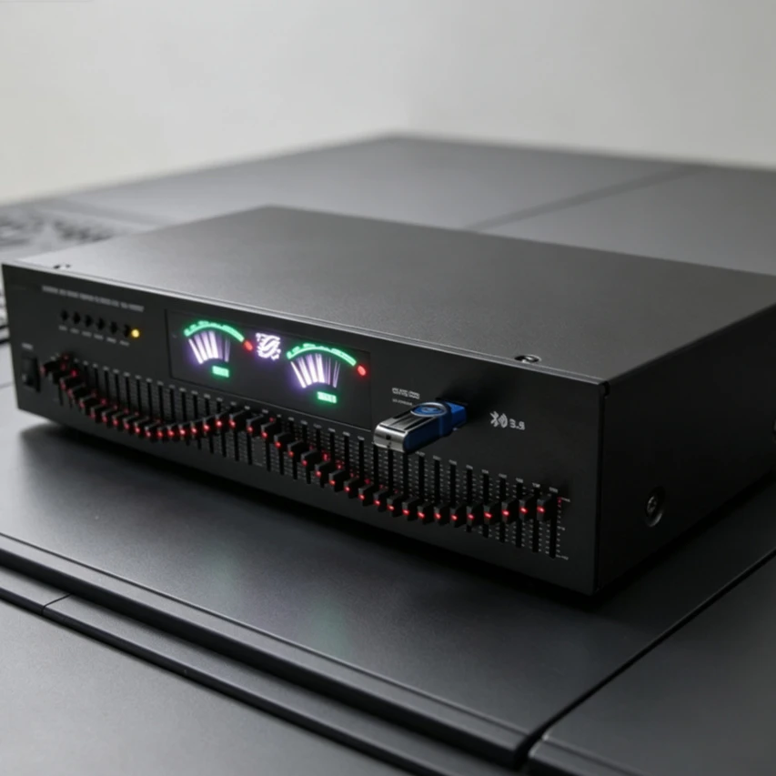Bluetooth 5.0 Stereo Equalizer 40 Band EQ Treble Mid Bass Adjustment TF Card Play HiFi Sound Tuner For Household Audio System