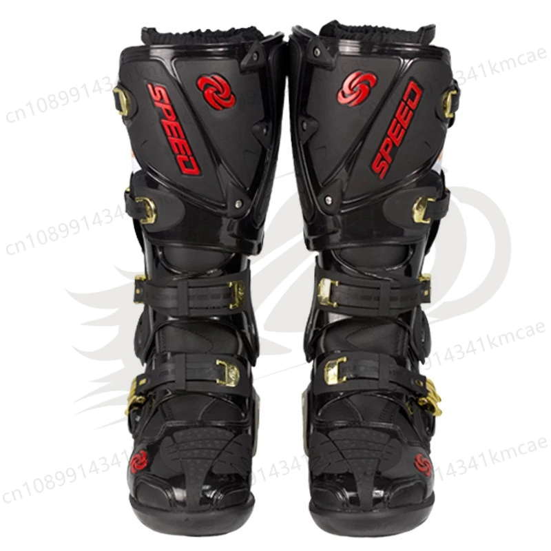 Men Motocross Racing Boots All Season High Top Anti-Fall Wear-resistant Off Road & Street Motorcycle Riding Biker Boots