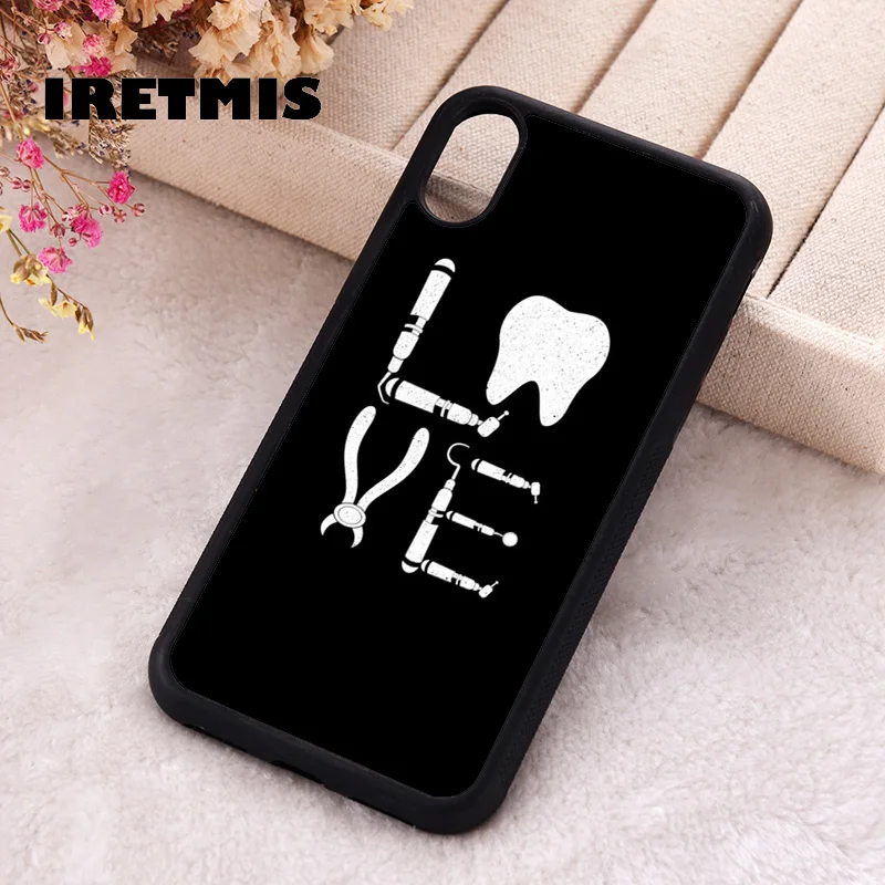 Iretmis 5 5S SE phone cover cases for iphone 6 6S 7 8 Plus X Xs XR 11 12 13 MINI 14 Pro Max Artistic Dentist Love Dental Tools