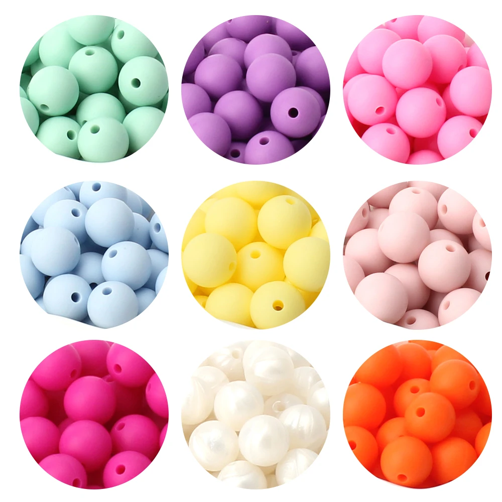 20Pcs 12mm Silicone Beads Baby Round Beads BPA Free Teething Teether Pearl Ball DIY Necklaces Pacifier Chain Accessories