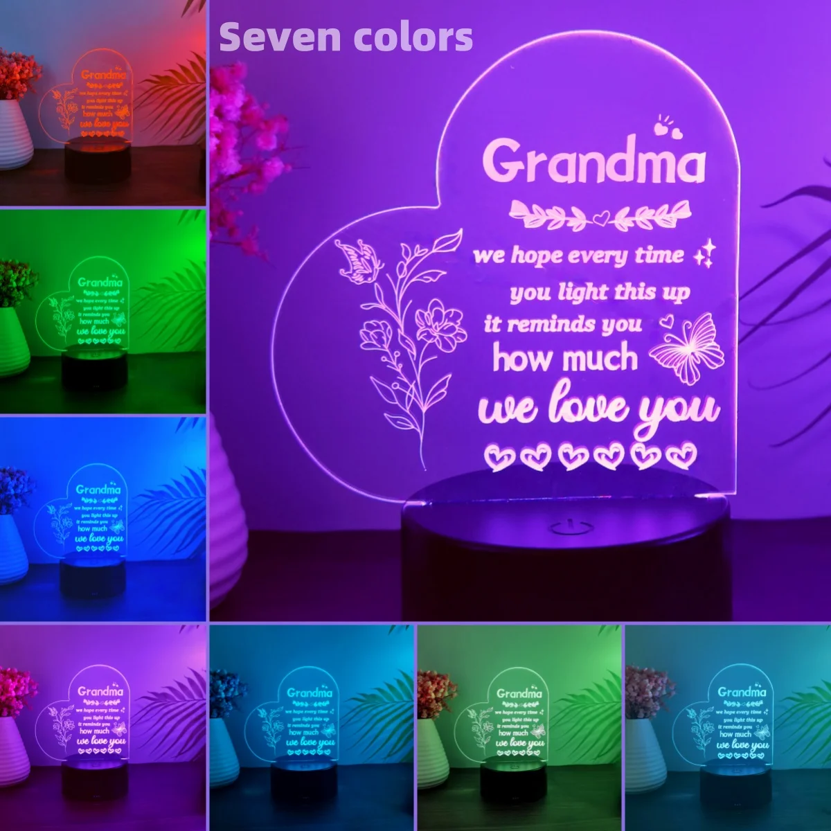 1pcs Mother\'s Day 3D nightlight, USB festive atmosphere decorative light, gift table light for grandmother.