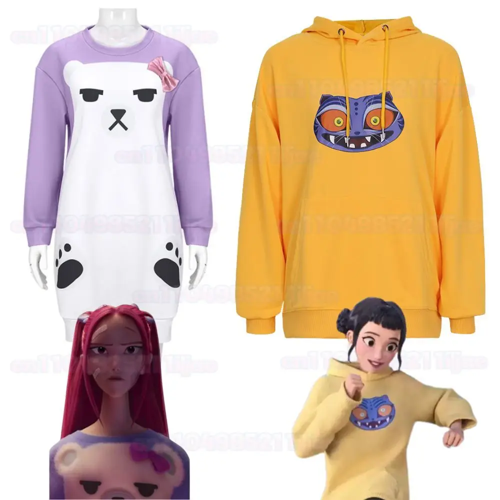 

Kpop Zoey Mira Cosplay Fantasia Costume Cartoon Demon Hunters Roleplay Printed Women Hoodie Pajamas Halloween Carnival Suit