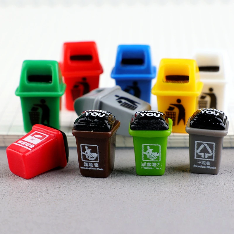 

100pcs Wholesale Resin Simulated Trash Can Miniature Craft Cartoon DIY Dollhouse Accessories