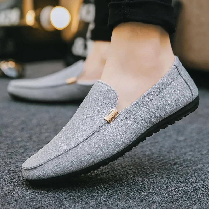 Mannen Casual Schoenen Canvas Slip op Mode Loafers voor Mannelijke Luxe Jurk Rijden Schoenen Formele Bruiloft Flats Plus Size