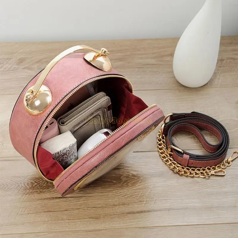 X90D Fashion Pu Leather Women Lady Vintage Clock Round Round Handbag Crossbody