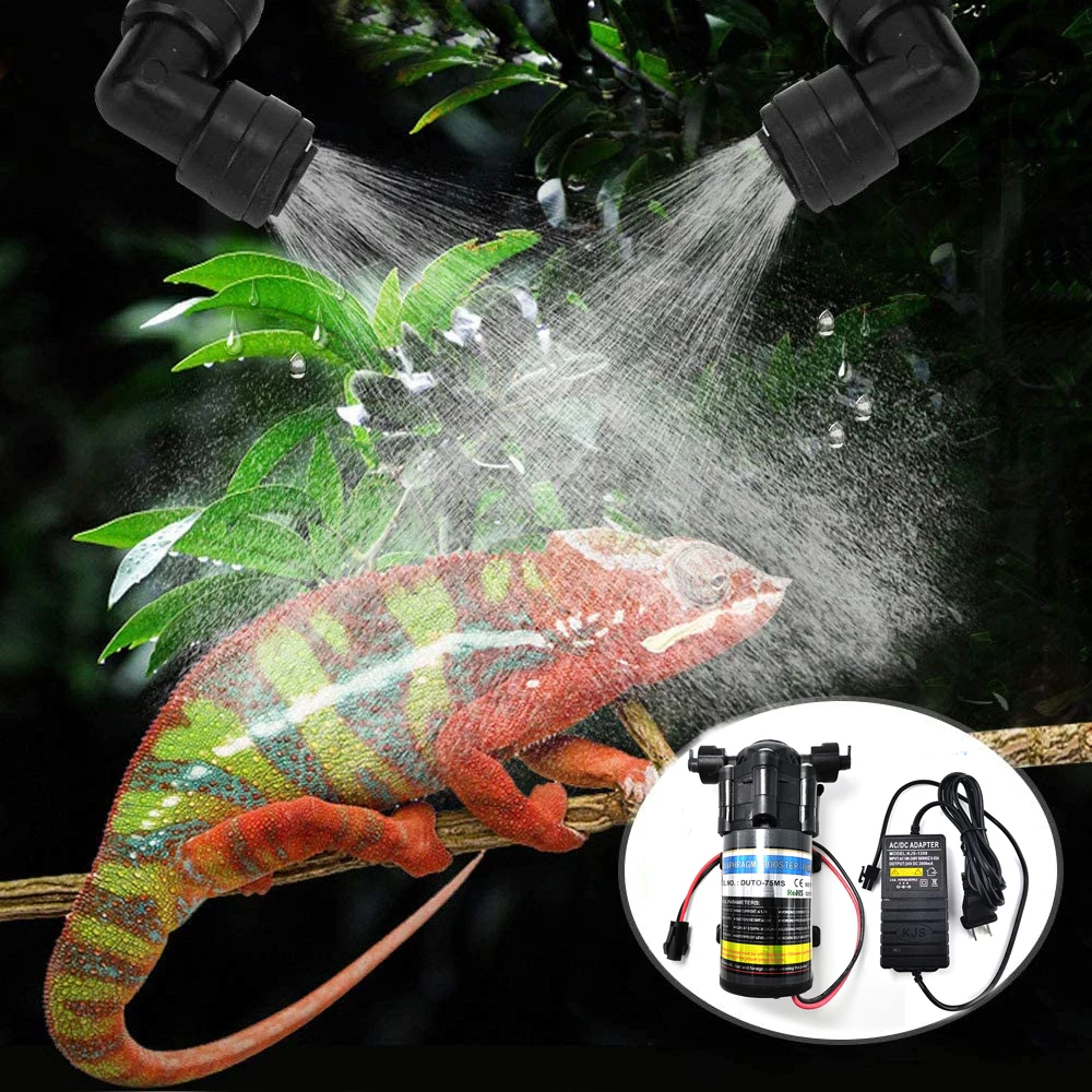 

Reptile Misting System Rain Forest Aquarium Rainmaker Fogger Humidity Mini Pump Kit for Reptiles Amphibians Herbs Keep Humidity