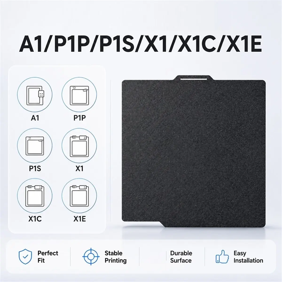 A85P Double Side Texture Build Plate for Bambu Lab A1/P1P/P1S/X1/X1C/X1E Durable and Heat Resistant for 3D Printer Parts