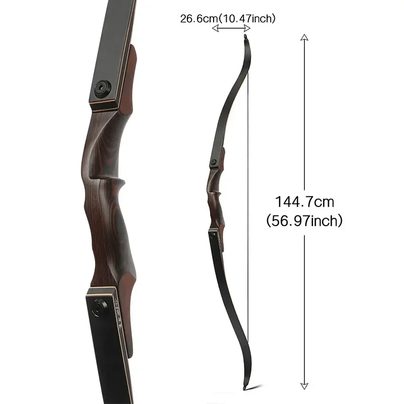 60inch Recurve Bow 20-60lbs Archery with 6pcs Spine 500 Mixed Carbon Arrow 15 inch Wooden Riser American Hunting Bow Shooting