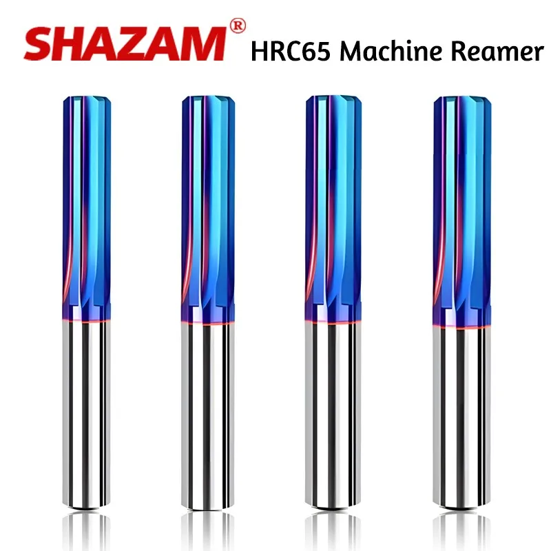 SHAZAM 3.0mm-20.0mm Tungsten Steel Machine Reamer HRC65 Carbide Blue Nano Coating Straight Shank H7 High-Precision Reamer Tools