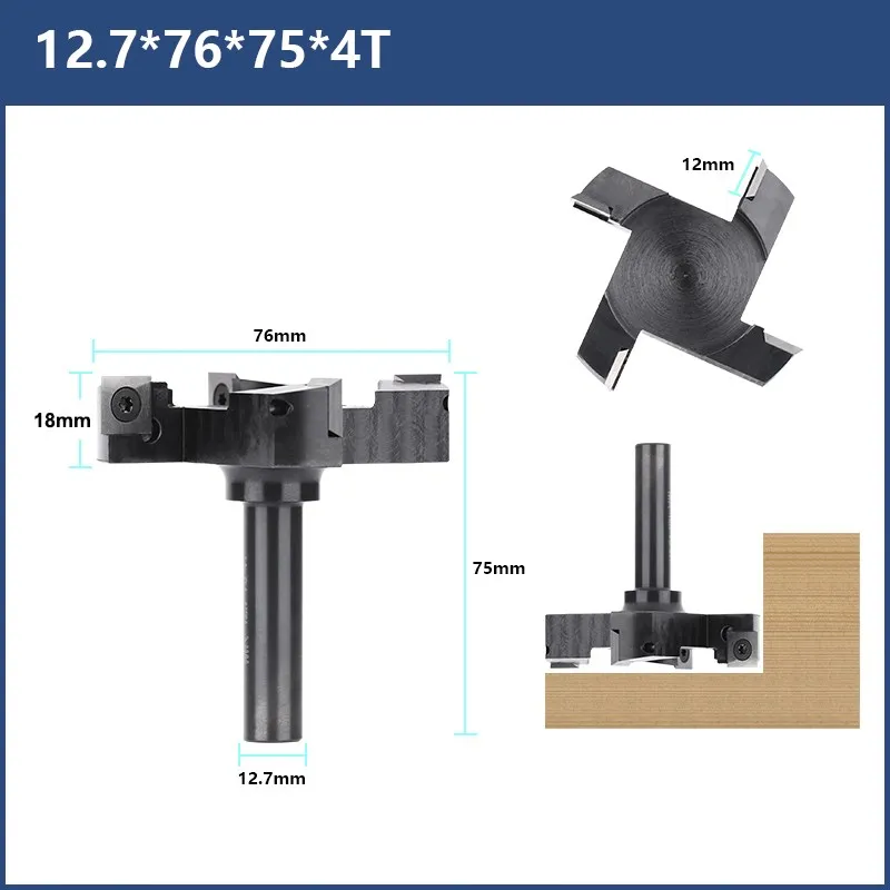 1/2 Plaina De Madeira Router Bit Shank com 12x12mm Carbide Insert Laje. Madeira Fresa, Spoilboard Surfacing Router Bit