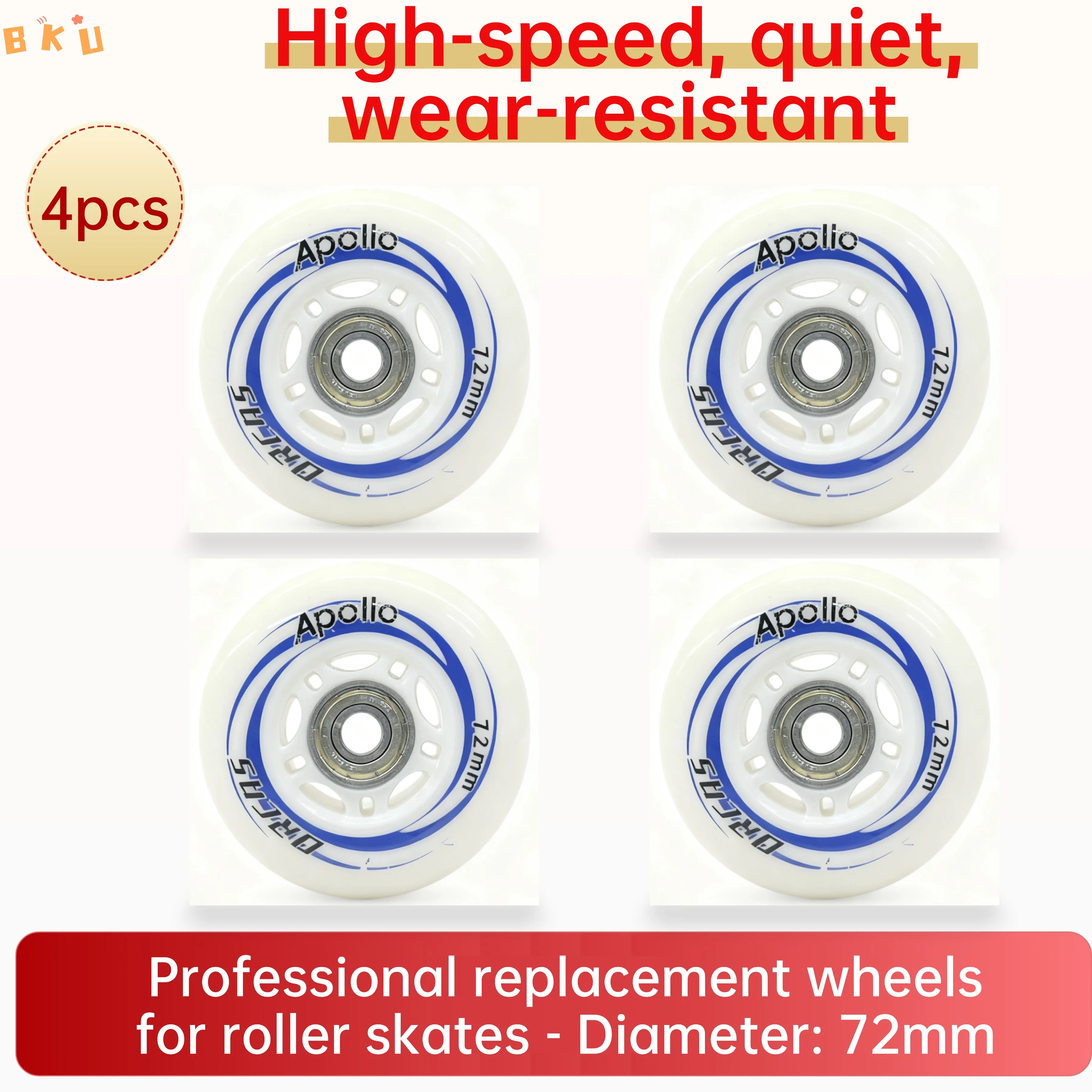 

4-Pack 72mm PU Multi-Functional Wheels ABEC-7 Bearings High-Speed Quiet for Scooter, Inline Skates, Luggage