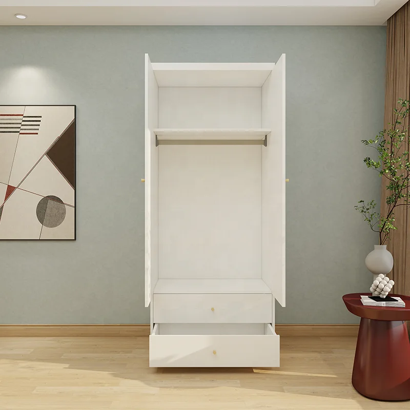 Classic Style Plywood Stand Alone Bedroom Wardrobe Reach-in Closets With Drawers And Pull Out Shelves