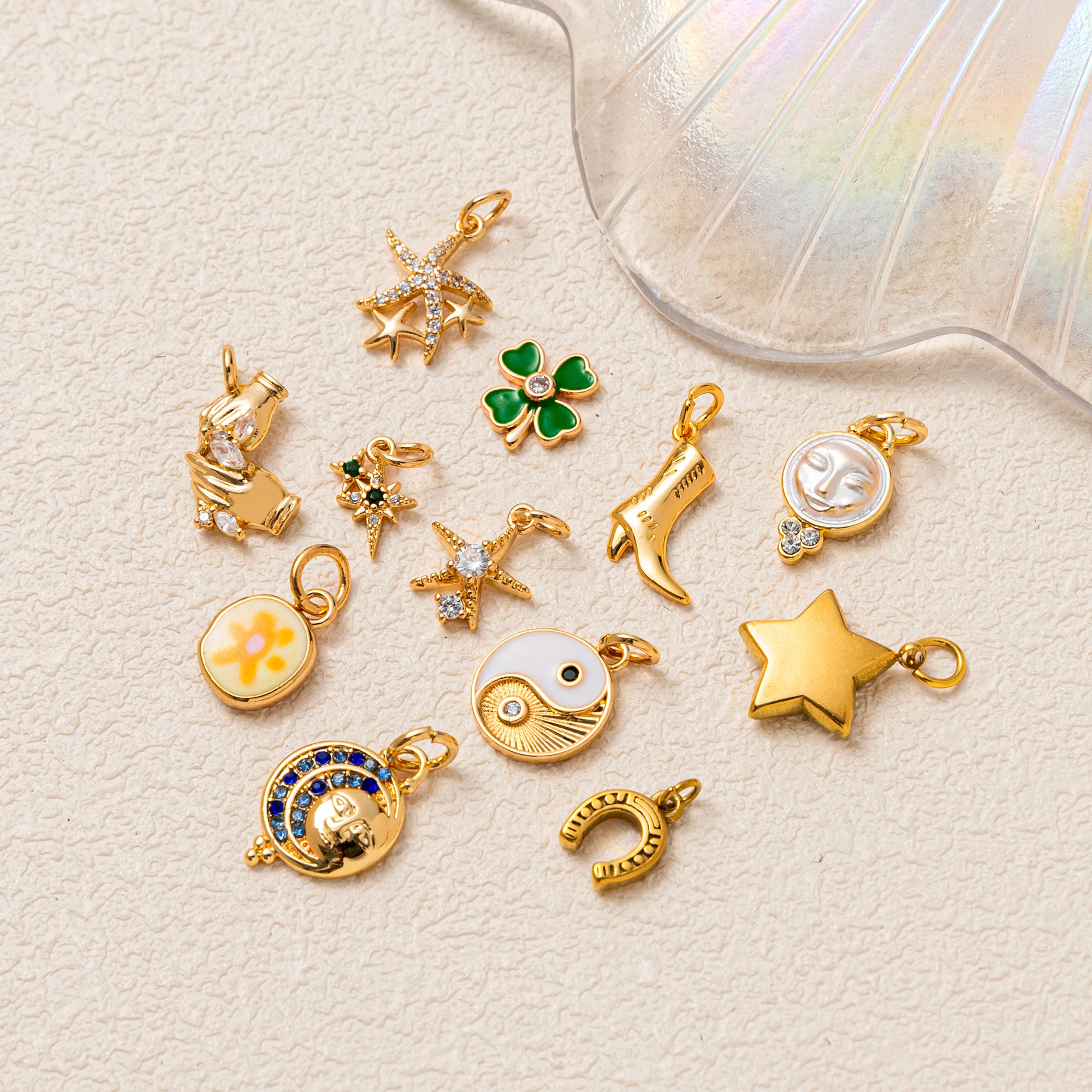 

Fashionable New Sun Clover Smiling Star DIY Pendant Jewelry Making Charms Accessories