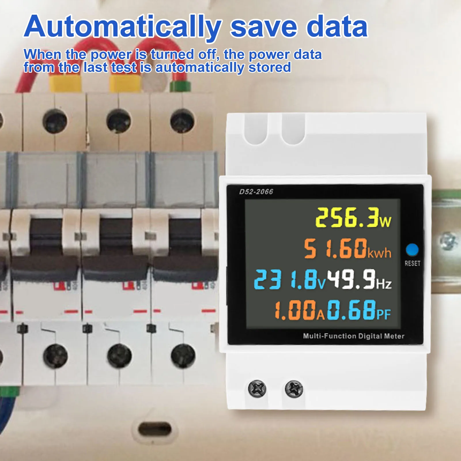 Single Phase Energy Meter Din Rail Electricity Usage Monitor AC 40-300V 100A Voltmeter Ammeter Watt Kwh Frequency Power Meter