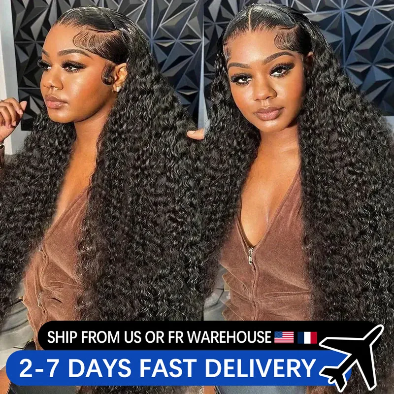 30 34 Inch Deep Wave 13x4 13x6 HD Transparent Lace Frontal Wig Human Hair Water Wave 4x4 Lace Closure Wigs For Women 200 Density