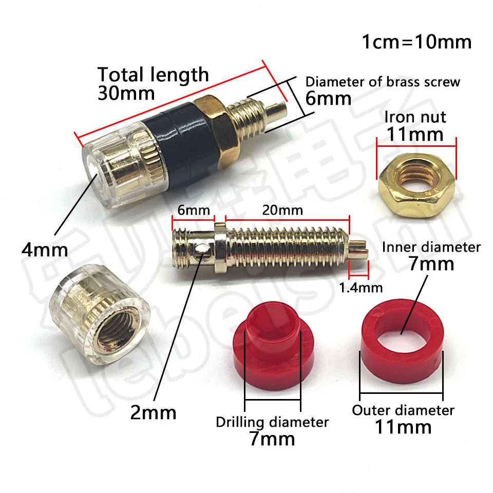 2pcs/1pairs Pure copper gold-plated trumpet crystal terminal power amplifier speaker terminal banana plug socket