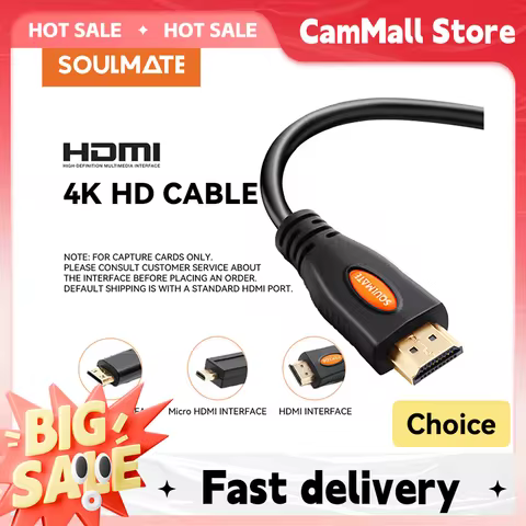Soulmate HDMI 2.0/2.1 Cable 4K/8K Live Stream 3D Pro Grade Micro to HDMI 3m for Projector Laptop TV Set-Top Box