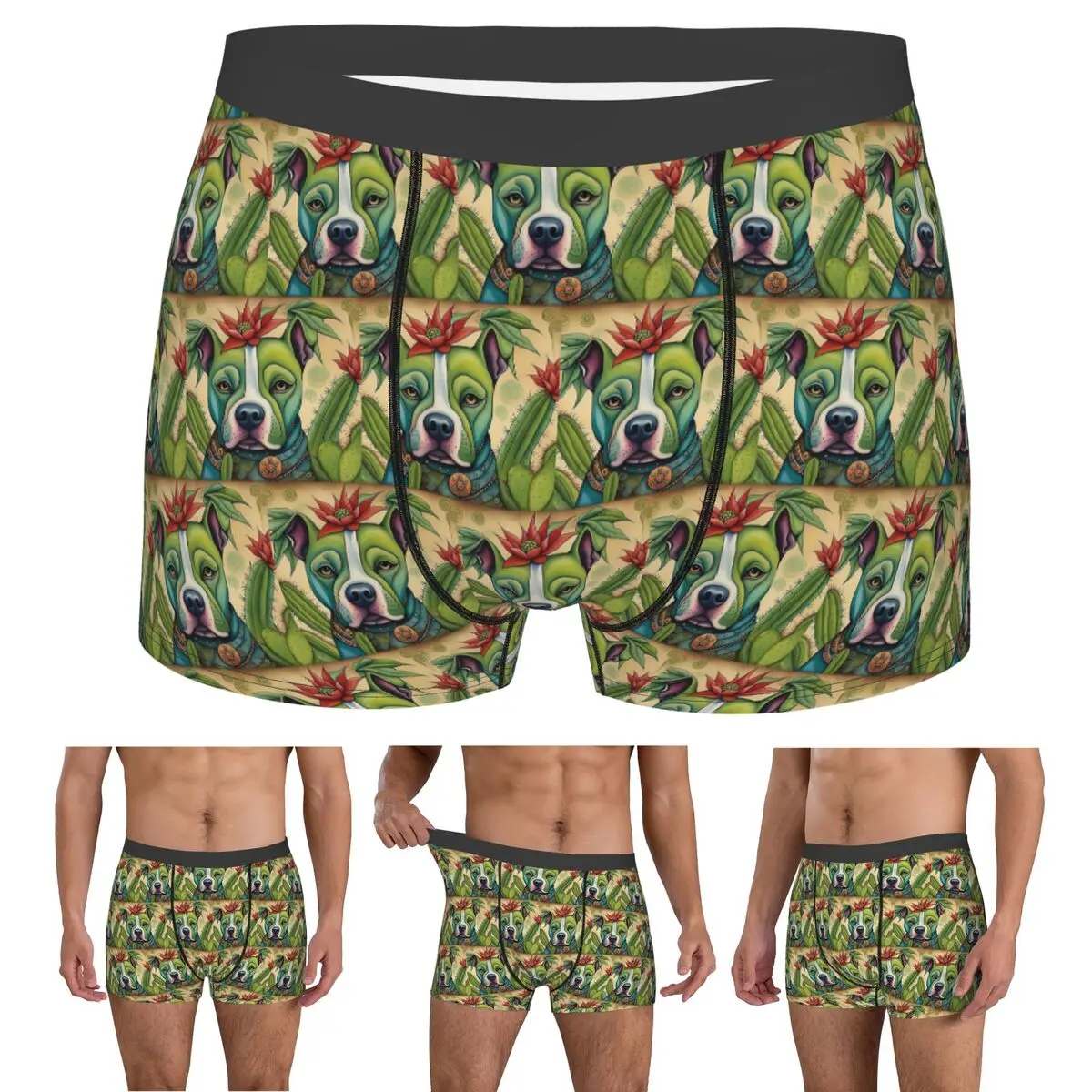 

Boxer Underpants Shorts Pit Bull Prickly Portraits Panties Male Comfortable Underwear for Homme Man Boyfriend Gifts
