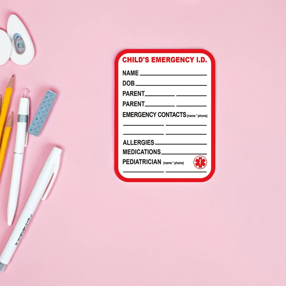 

10Pcs Medical Information Sticker Bright Red Emergency Labels for Car Seat Stroller Backpack Diaper Bag School Trips