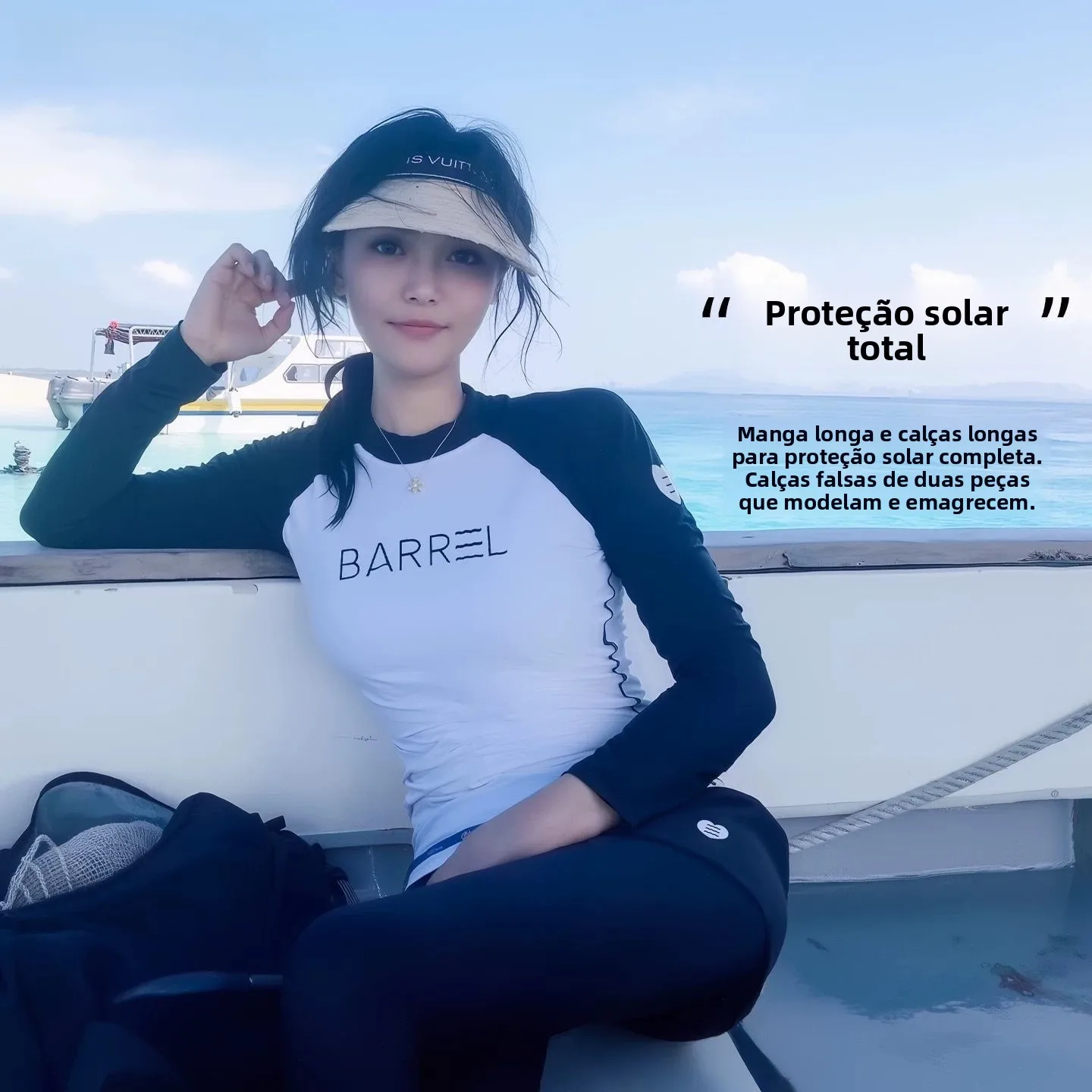 女性用ダイビングスーツ長袖セパレートウェットスーツサーフィン水着クラゲ柄ビーチホリデーアウトフィットセットナイロン素材