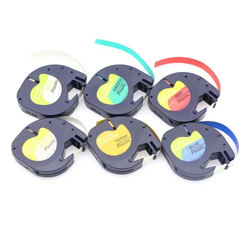 10pcs 91331 91201 12267 12mm Multicolor Plastic Label Tape Compatible Dymo LetraTag Label Maker 91202 Paper Tape For LT100H