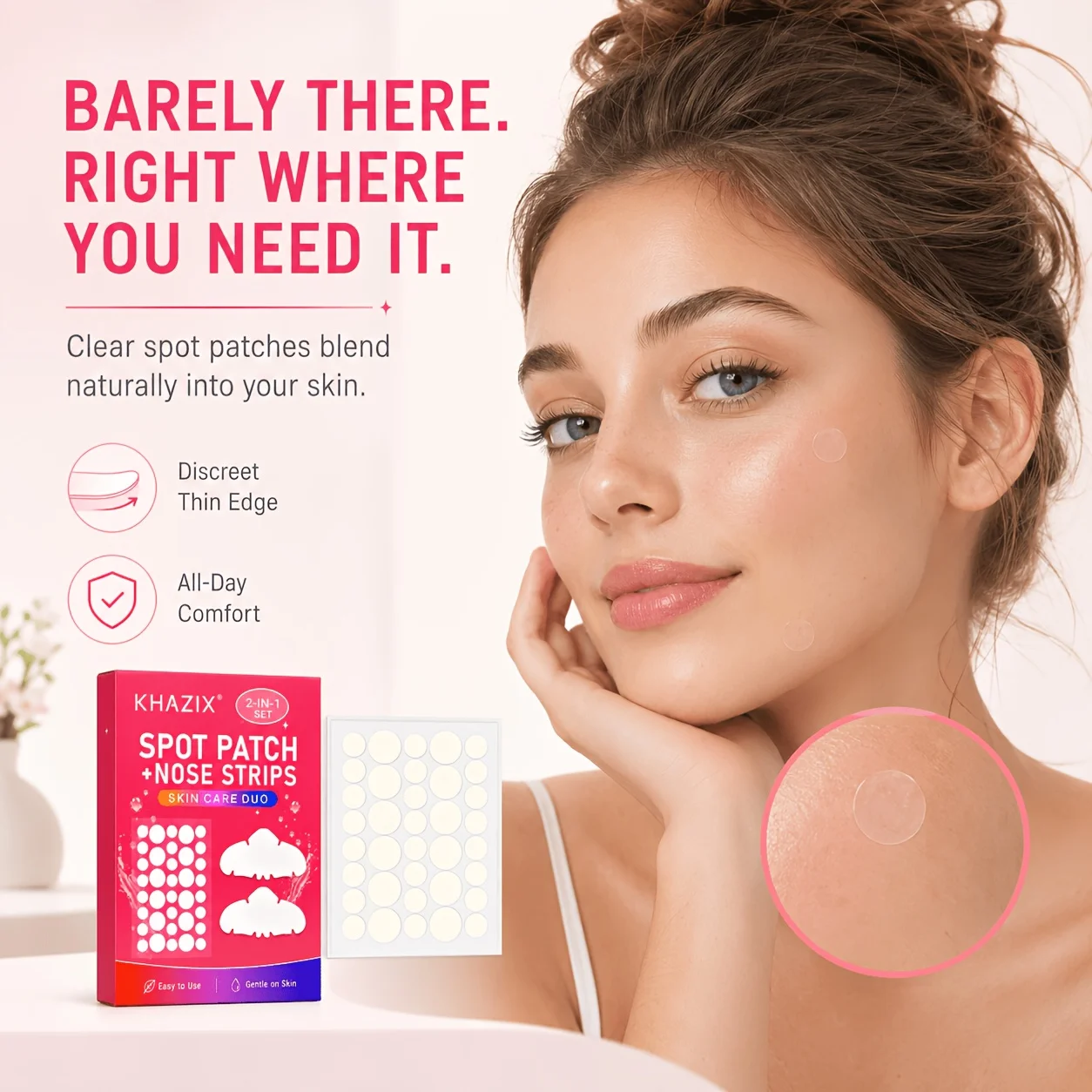 36PCS+1PCS/360PCS+5PCS featuring multiple sizes of hydrogel facial blemish patches and blackhead control oil-absorbing patches