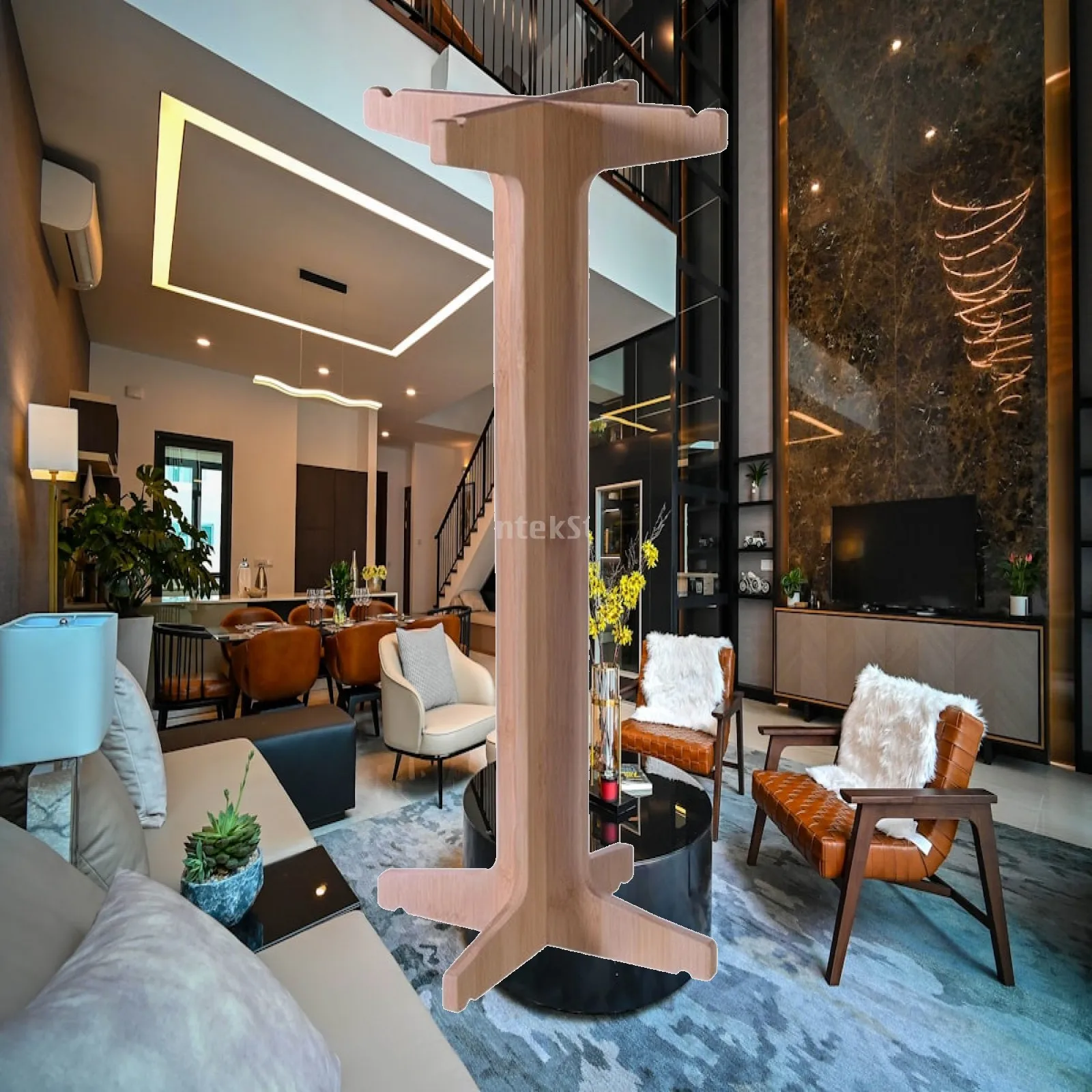Freestanding Bamboo Wind Chime Display Stand Indoor Outdoor Tabletop Wind Chime Display Stand Versatile for Garden, Entryway,