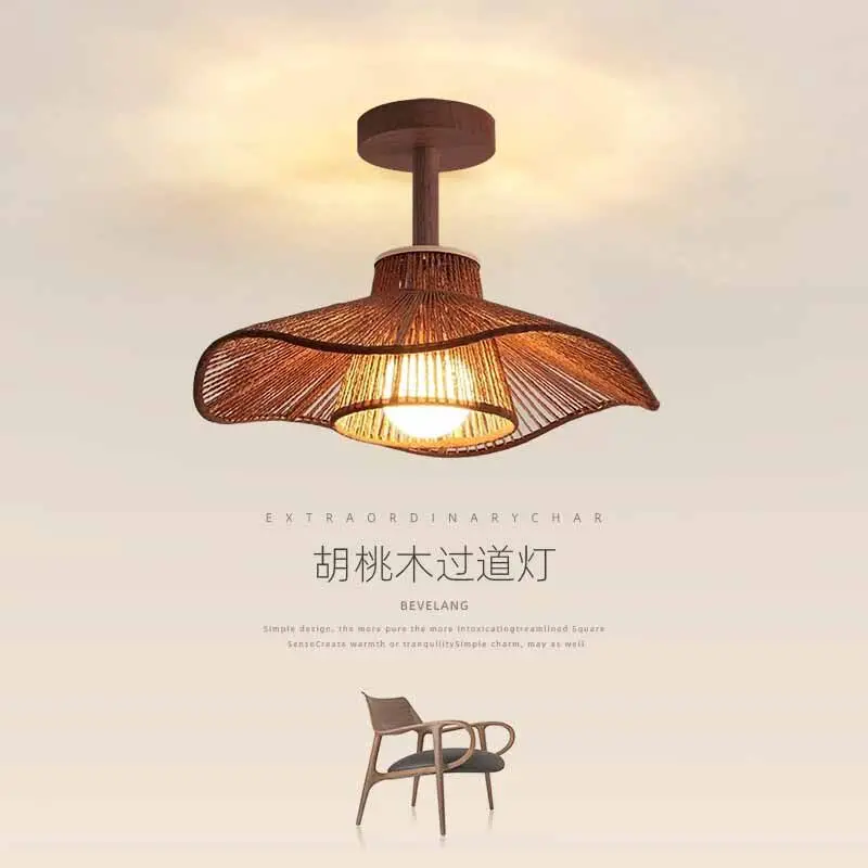 2026 Bamboo Ceiling Lamp Indoor Ceiling Light E27 Home Warm White Chandelier Light Bulb-Free Grass Vine Craf Room Decoration Hot