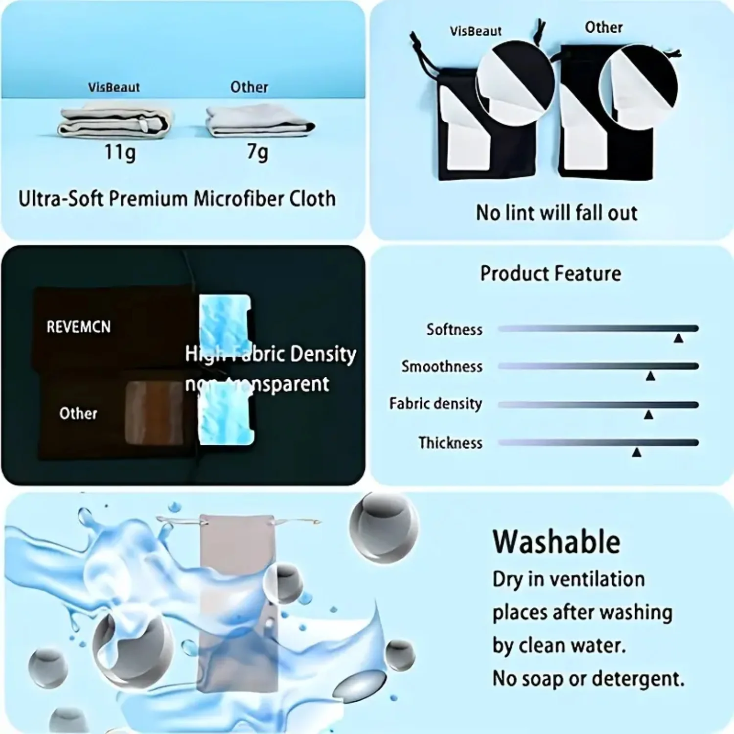 4X Microfiber Zonnebrillen Brillen Gadgets Reinigings- en opbergetui - Superieure reiniging en organisatie voor uw brillen en accessoires