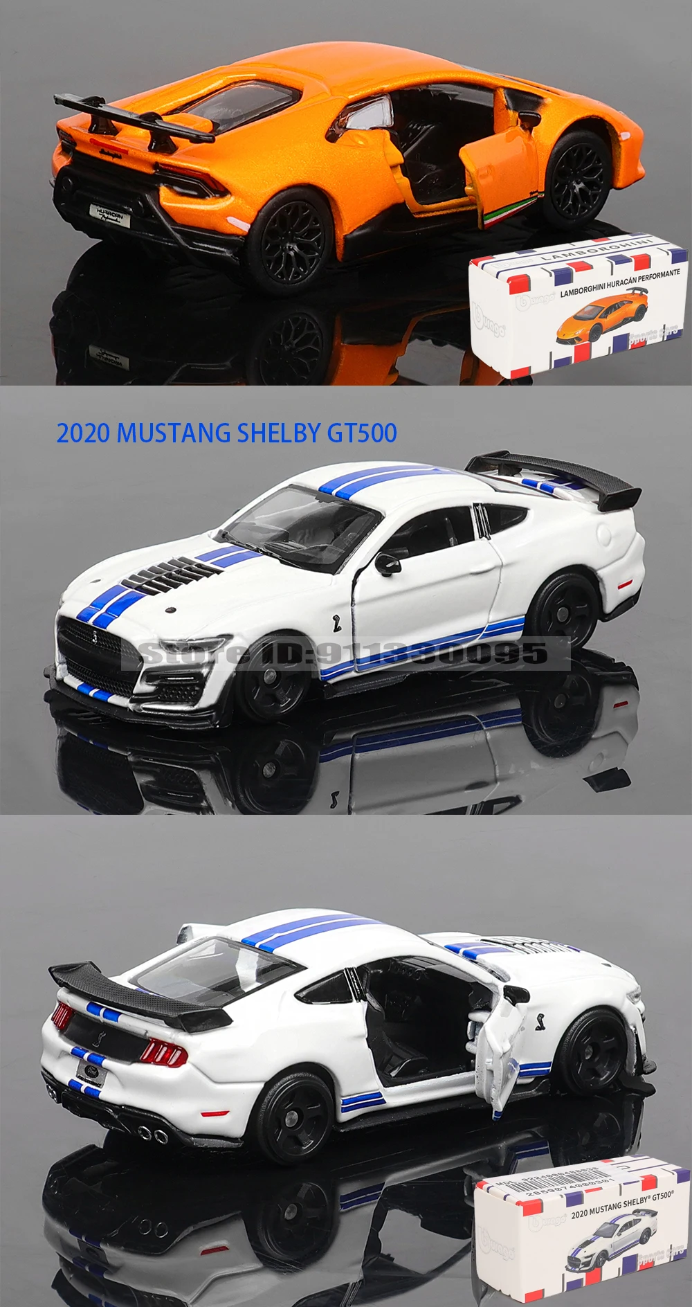 Bburago 1:64 Porsche 911 GT2 RS LAMBORGHINI Sian FKP 37 Mustang GT500 Automodell-Sammlung Weihnachtsgeschenk Spielzeug für Ferrari – Detail 10