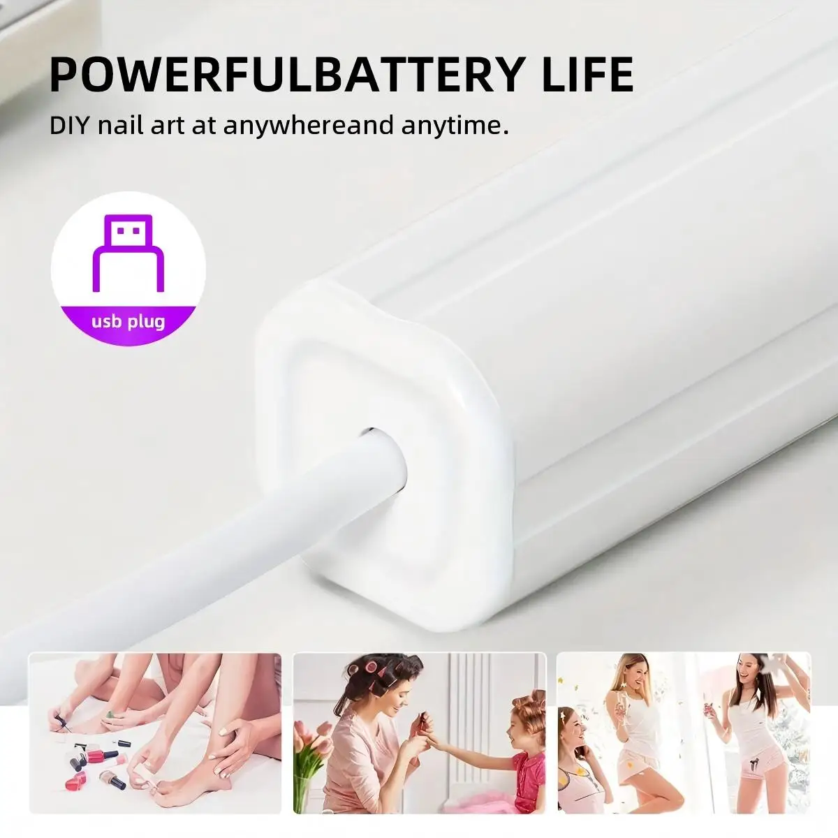 1개 3구 빠른 경화 UV LED 네일 램프, 20초 글루 및 60초 연장용 직접 충전, 쉬운 네일 아트 적용
