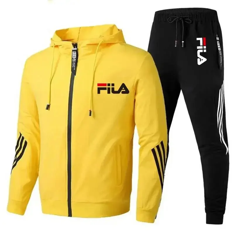2025 Men's Spring and Fall Outdoor Zipper Jacket + Sweatpants Jogging Set Casual Basketball Fitness Two-piece Set