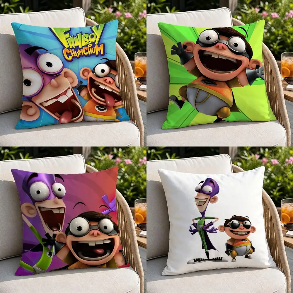 Animation-Fanboy & Chum ChumS Cushion Cover Soft Square Throw Pillow Covers Set for Sofa Bedroom Car Home Decoration