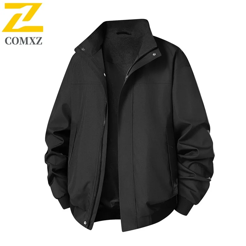 COMXZ Men Outerwear 2025 Loose Comfortable Camping Travel Stylish Casual Autumn Windbreaker Jacket Walking Lightweight New Coat