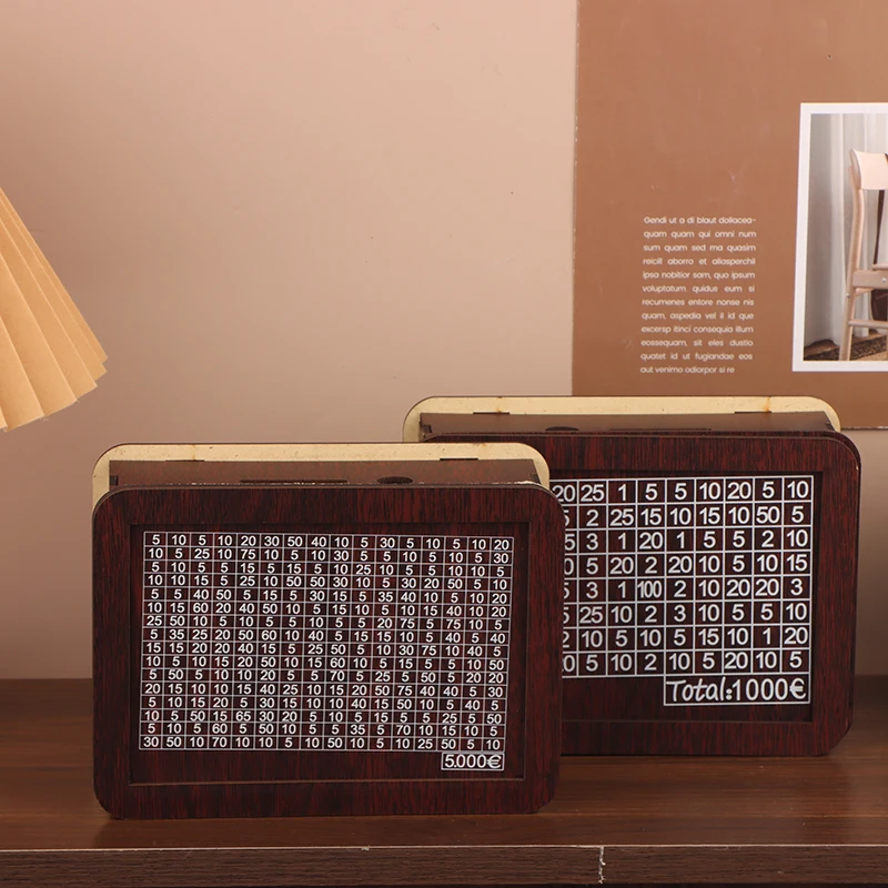 1000/3000/5000/10000 Euro Money Box Wooden Piggy Bank With Reusable Money Box With Saving Goal And Numbers Boxes