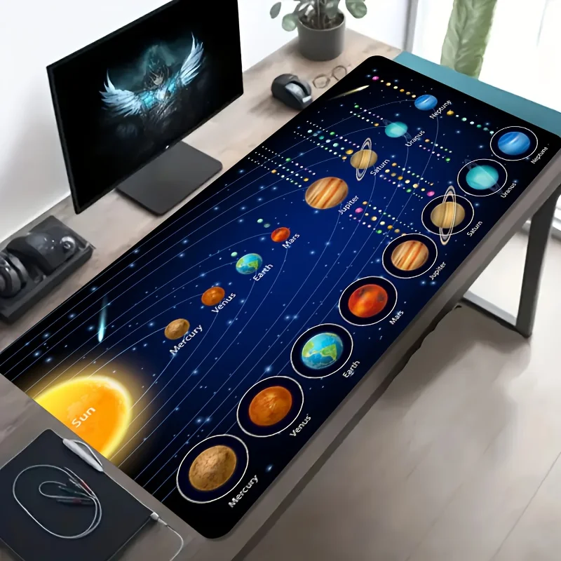 Solar System Planets Desk Mat Extra Large Non-Slip Rubber Base Durable Gaming Mouse Pad Office Computer Mat