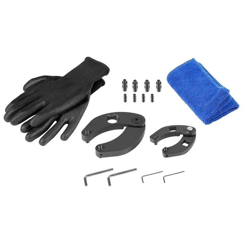 Hydraulic Gland Nut Wrench Set Of 2 1266 & 7463 Hydraulic Cylinder Spanner Wrench With Gloves,Towel,Pins & Hex Wrenches